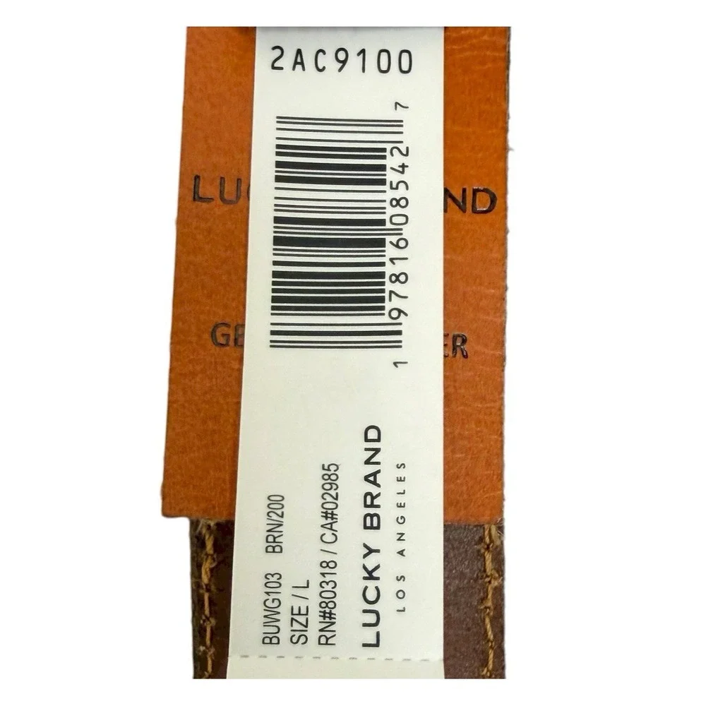 Lucky Brand Women's Large  Western Brown Beaded Strap Genuine‎ Leather Belt NWT