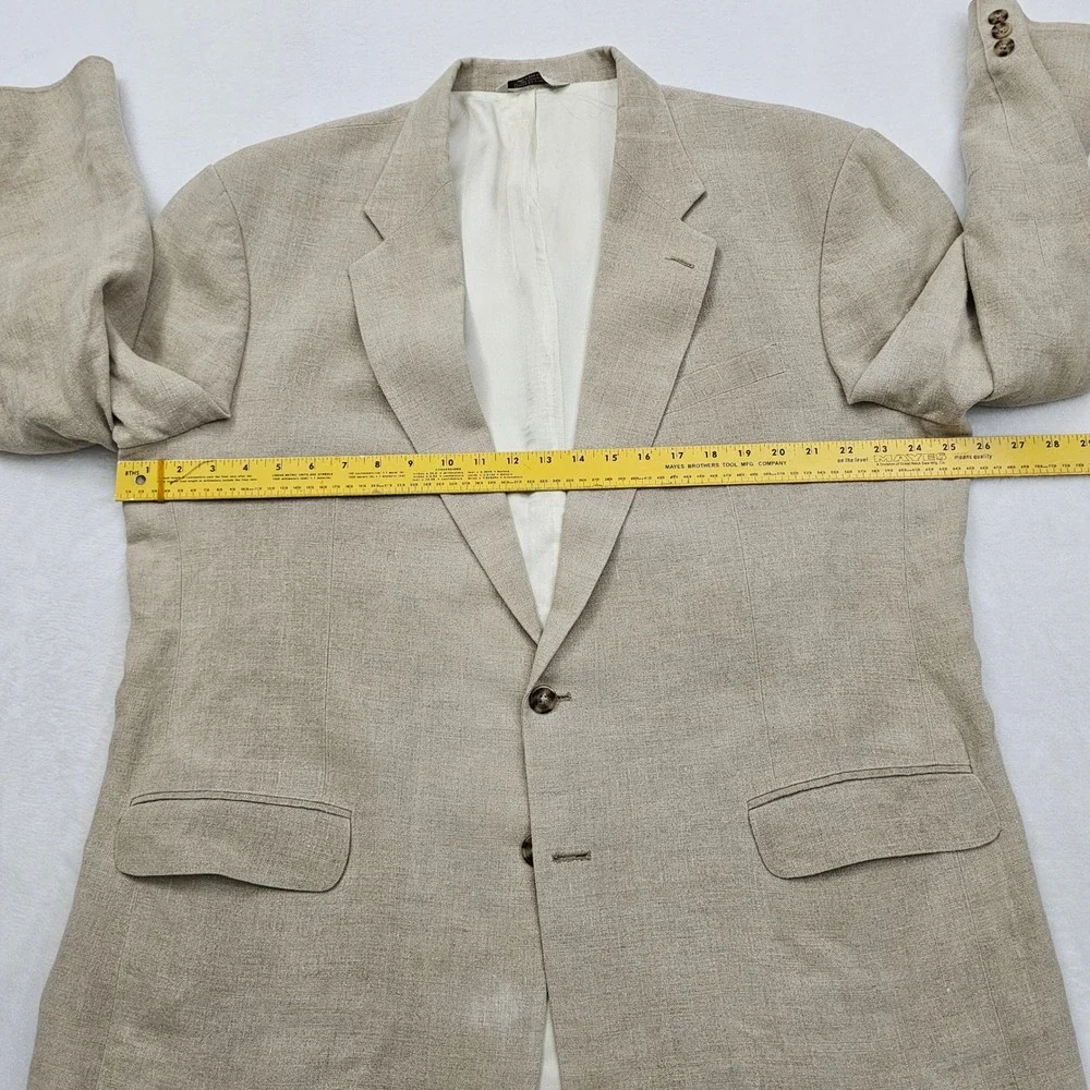 Eddie Bauer Blazer Mens 48R Tan Linen 2 Button Sport Coat Tall‎ Coastal Preppy