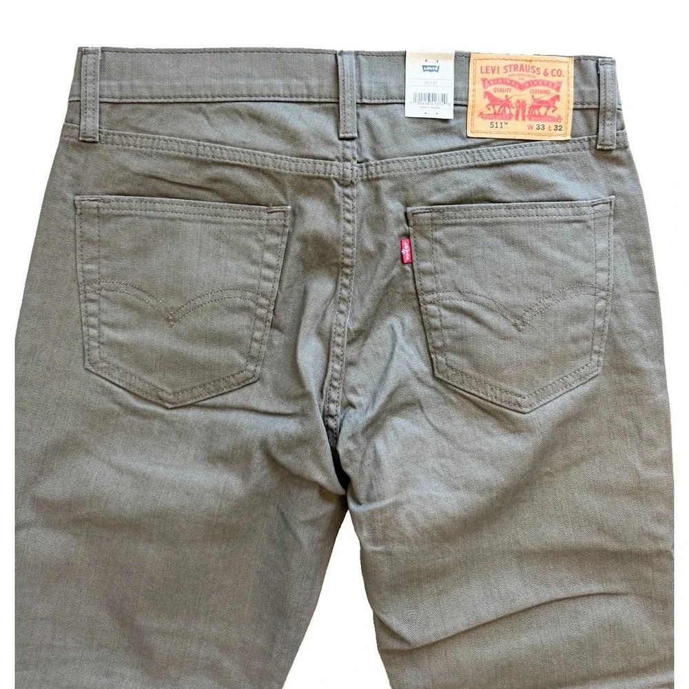 Levi's 511 Men's Slim Fit Pants Gray Olive Twill W33 L32 511 Jeans NWT 33x32