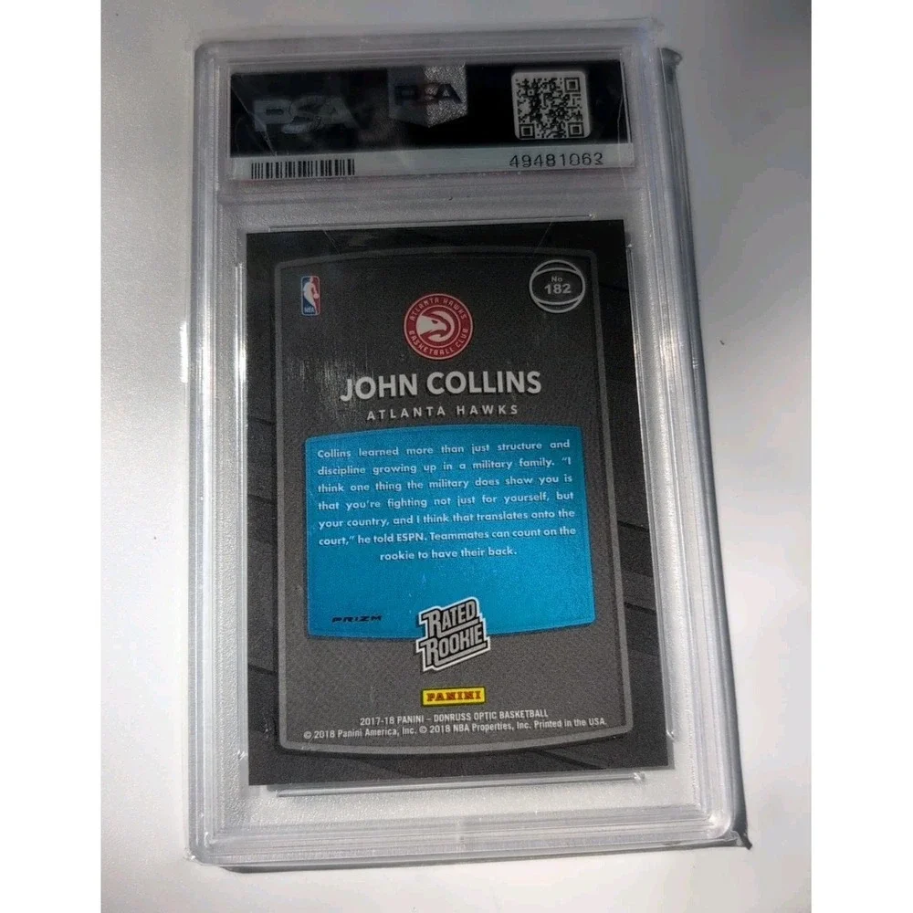 2017 Optic Rated Rookie Blue‎ Velocity JOHN COLLINS RC Basketball Card PSA 10