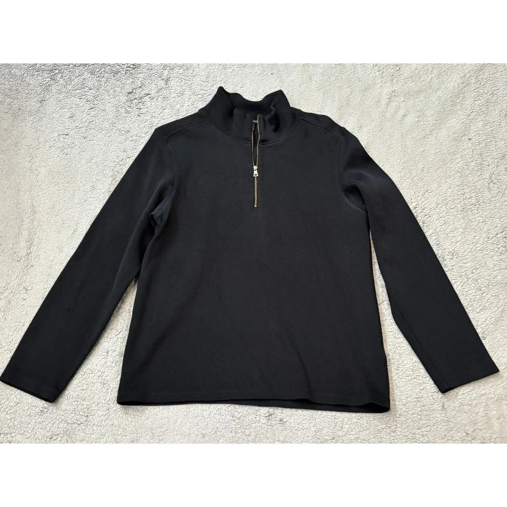 Banana Republic Mens Black 100% Cotton Quarter Zip Pullover Sweater Size M