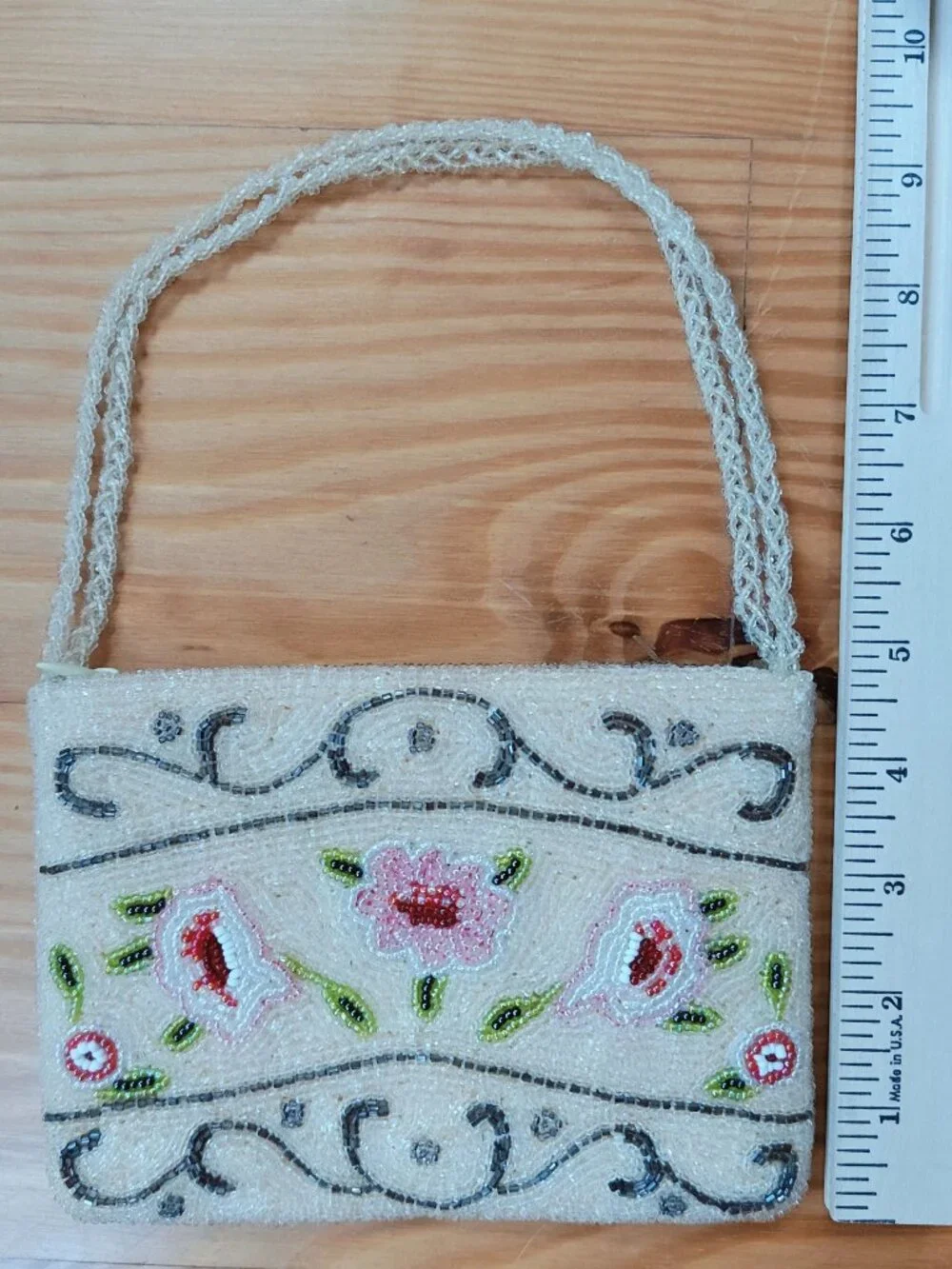 Vintage Christiana Clutch Purse Ivory Beaded Floral Micro Wedding Y2K NEW