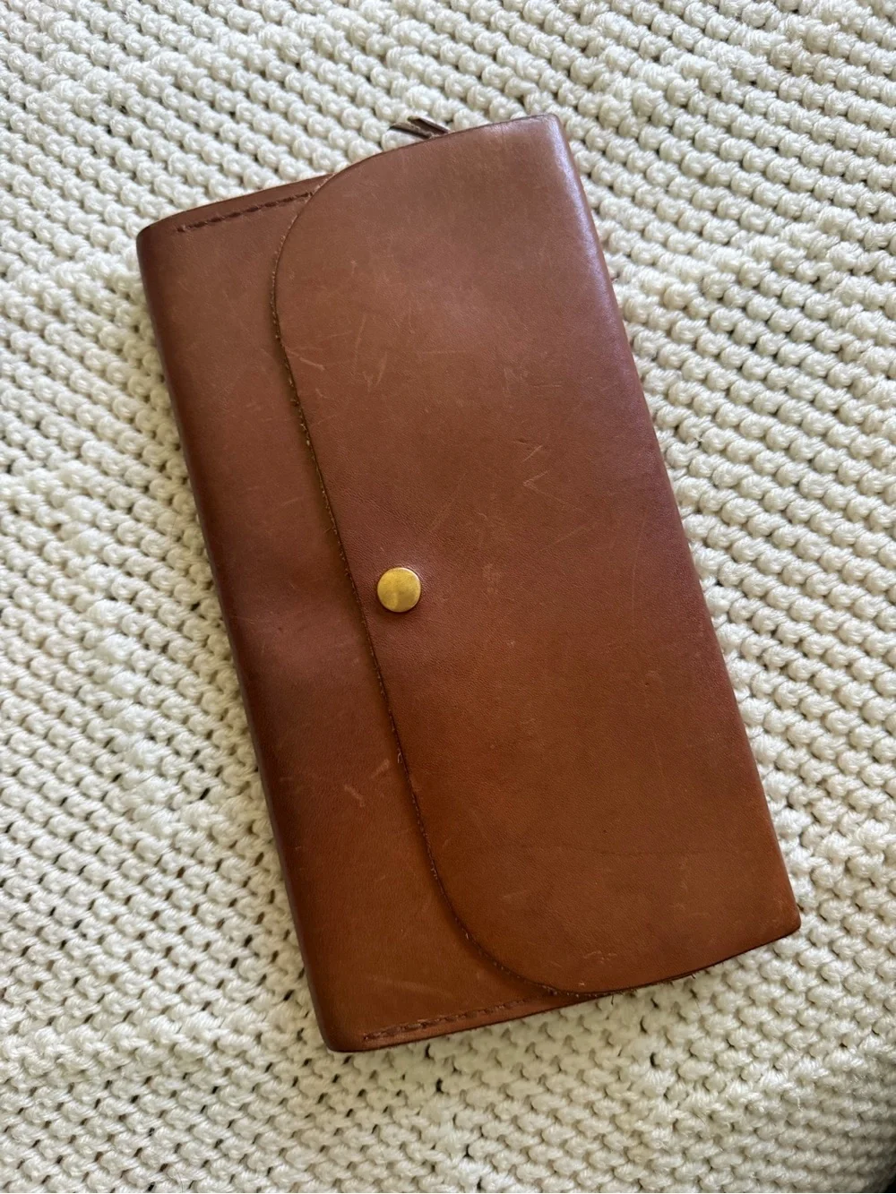 Brown Leather Zip Clutch Wallet