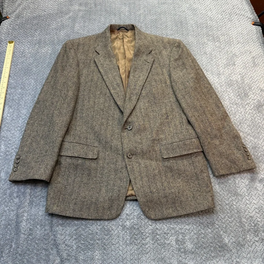 Burberrys Blazer Mens 41R Brown Wool Herringbone Sport Coat‎ Vintage