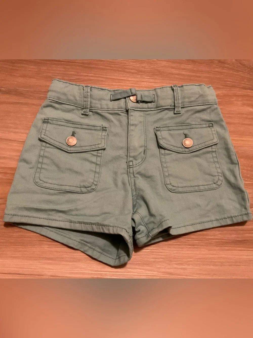 Girl’s Green Denim Utility Pocket Shorts