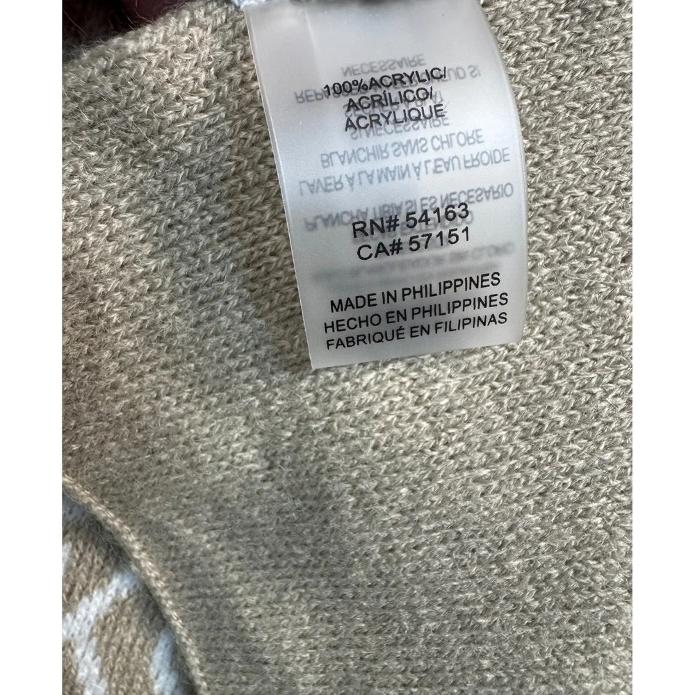 Calvin Klein Scarf and Beanie Set Tan White Monogram Logo Knit Winter