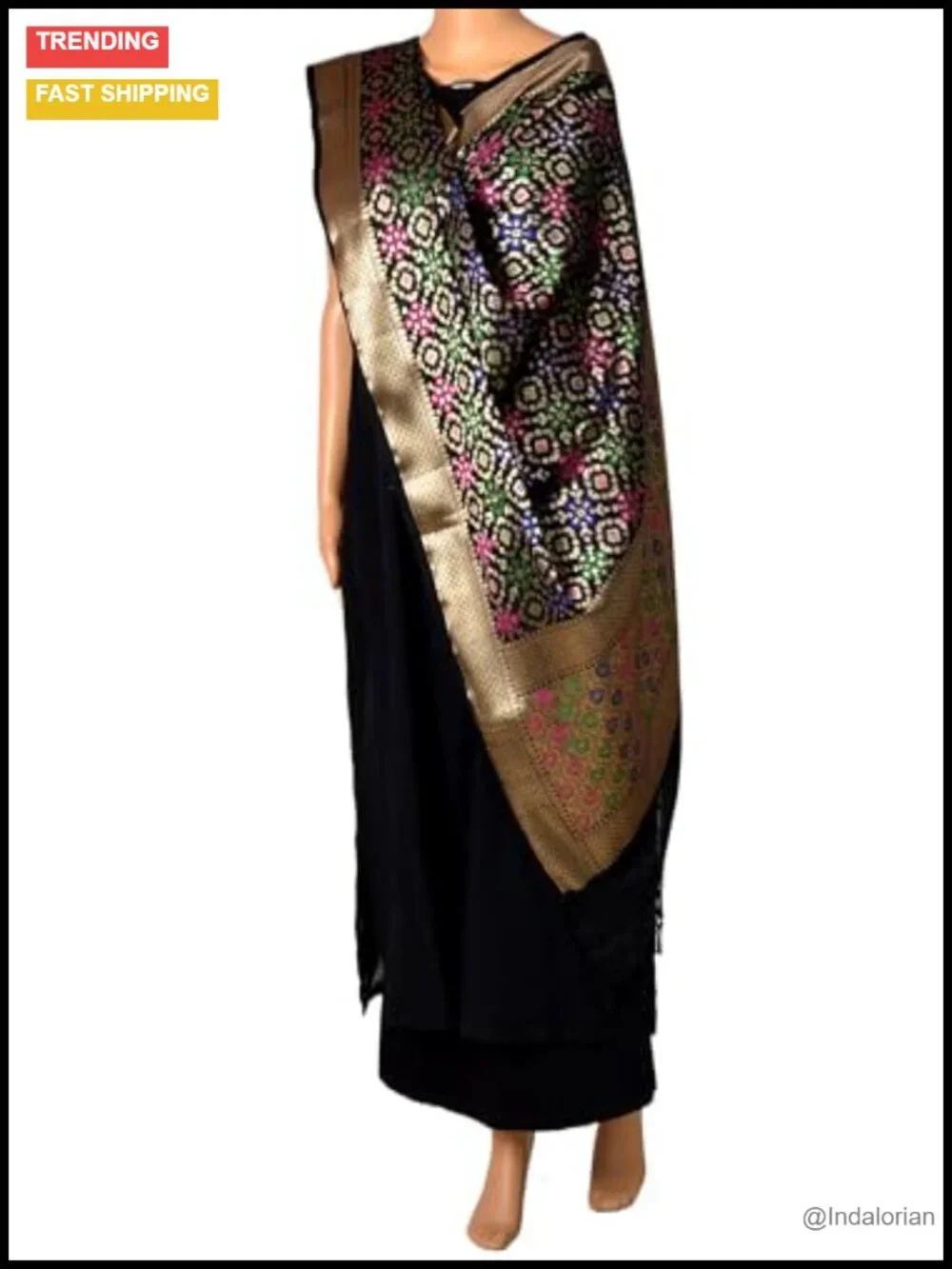 Kataan Silk Blend Dupatta with Zari Embroidery