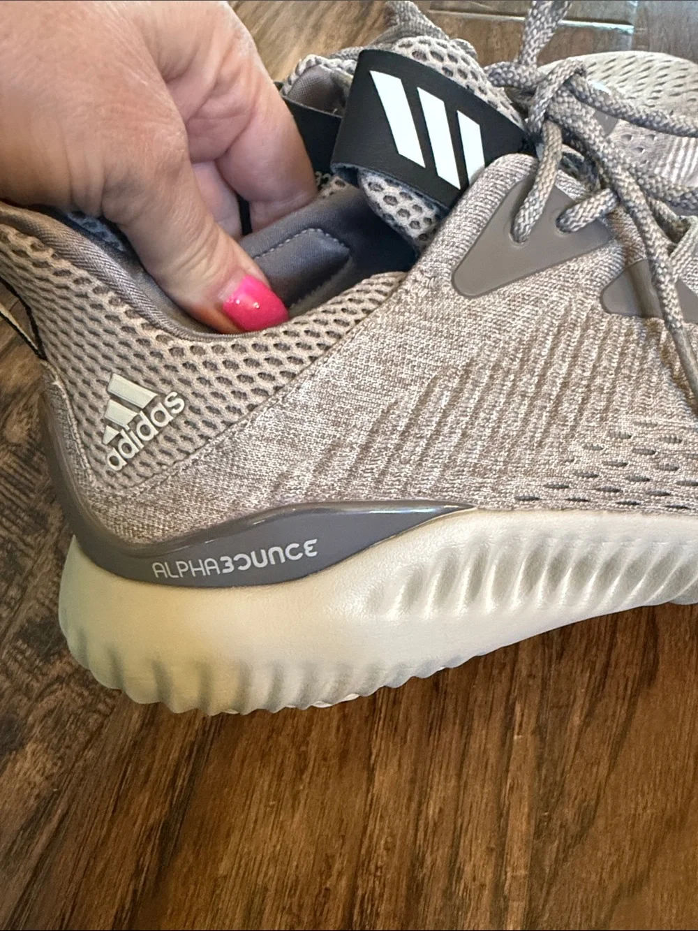 Adidas Alphabounce Engineered Mesh Men's Running Shoes - Beige, size 9.5