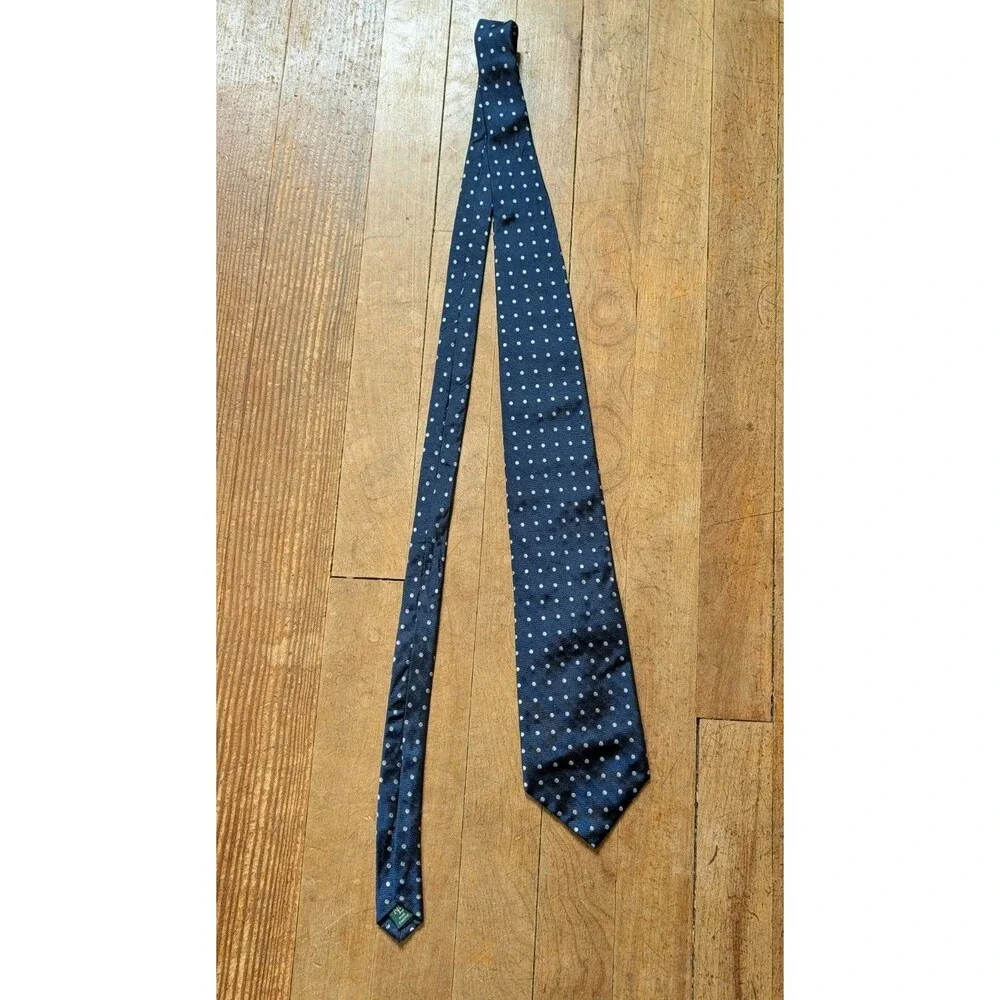 Lauren Ralph Lauren Silk Necktie Tie Polka Dot Blue Business Party Suit 3.25