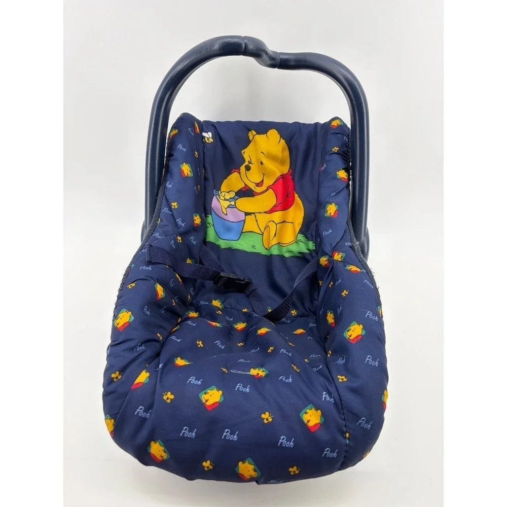 Vintage Disney Winnie‎ the Pooh Doll Car Seat Carrier Kids OS Navy Blue Toy