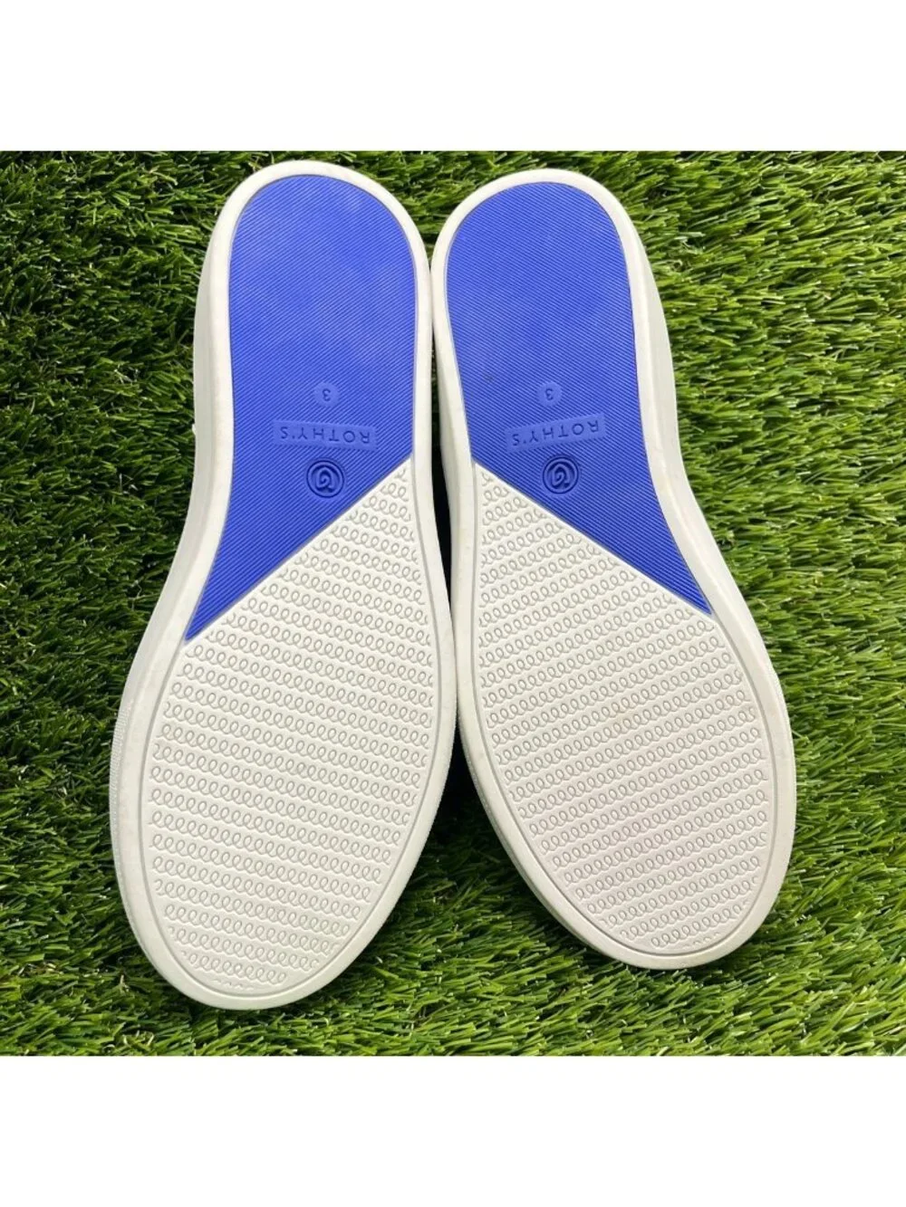 Rothy's The Kids Girls Size 3Y Ivory Blue Red Casual Classic Slip On Flats Shoes