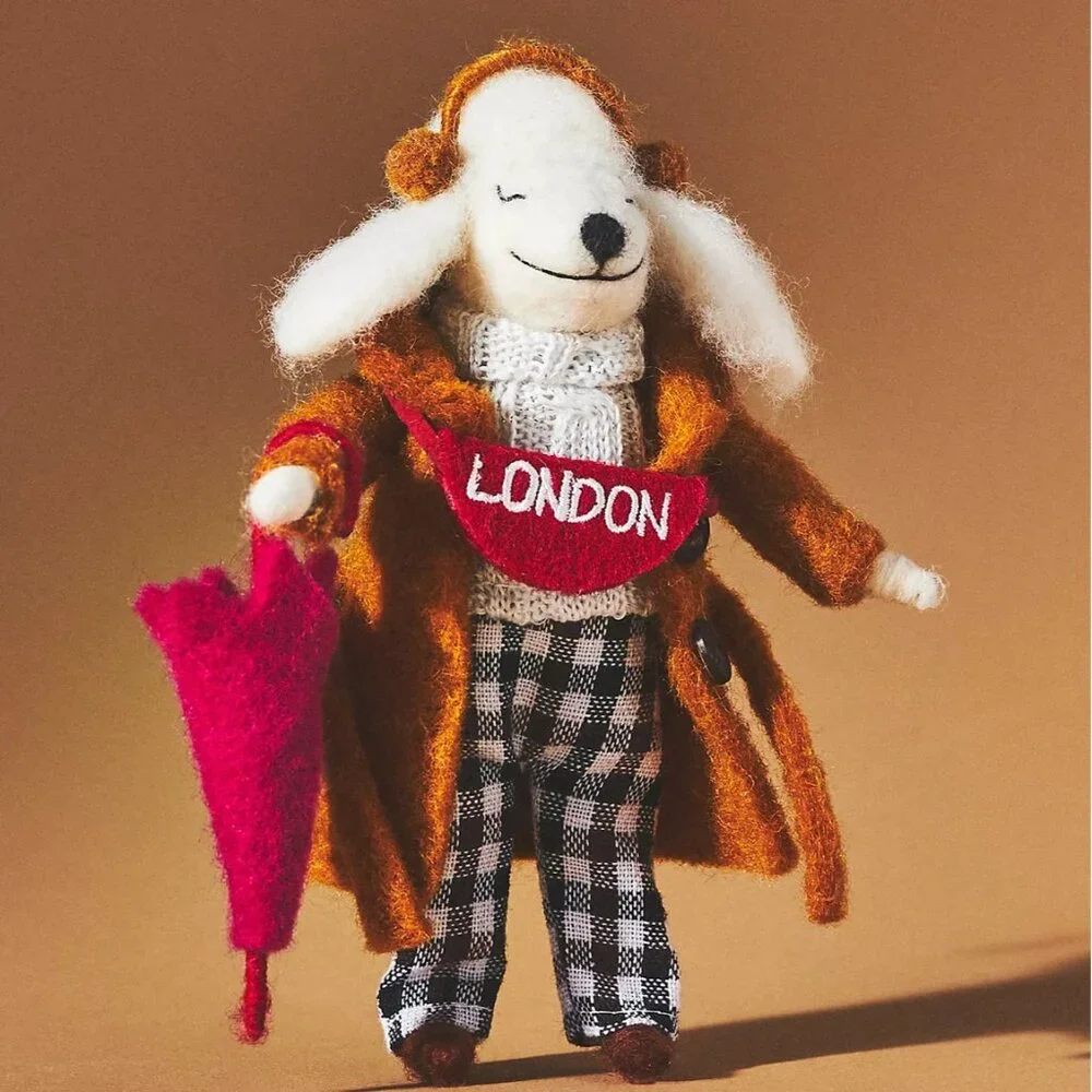 NWT Anthropologie London Travel Poodle Christmas Ornament
