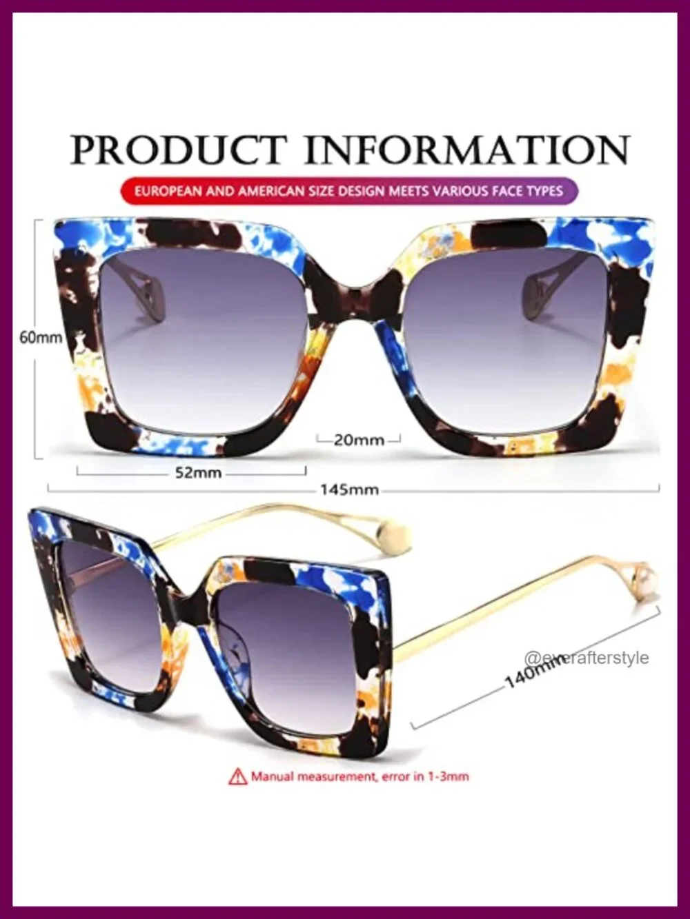 Oversized Square Sunglasses for Women Trendy Retro UV400 Protection Pearls