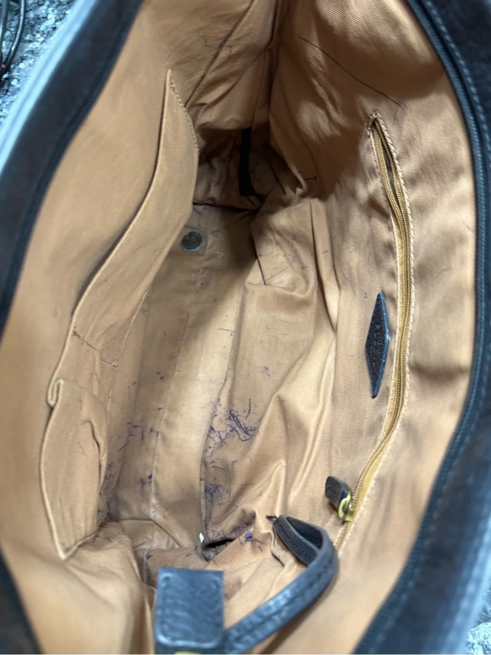 Fossil leather tote