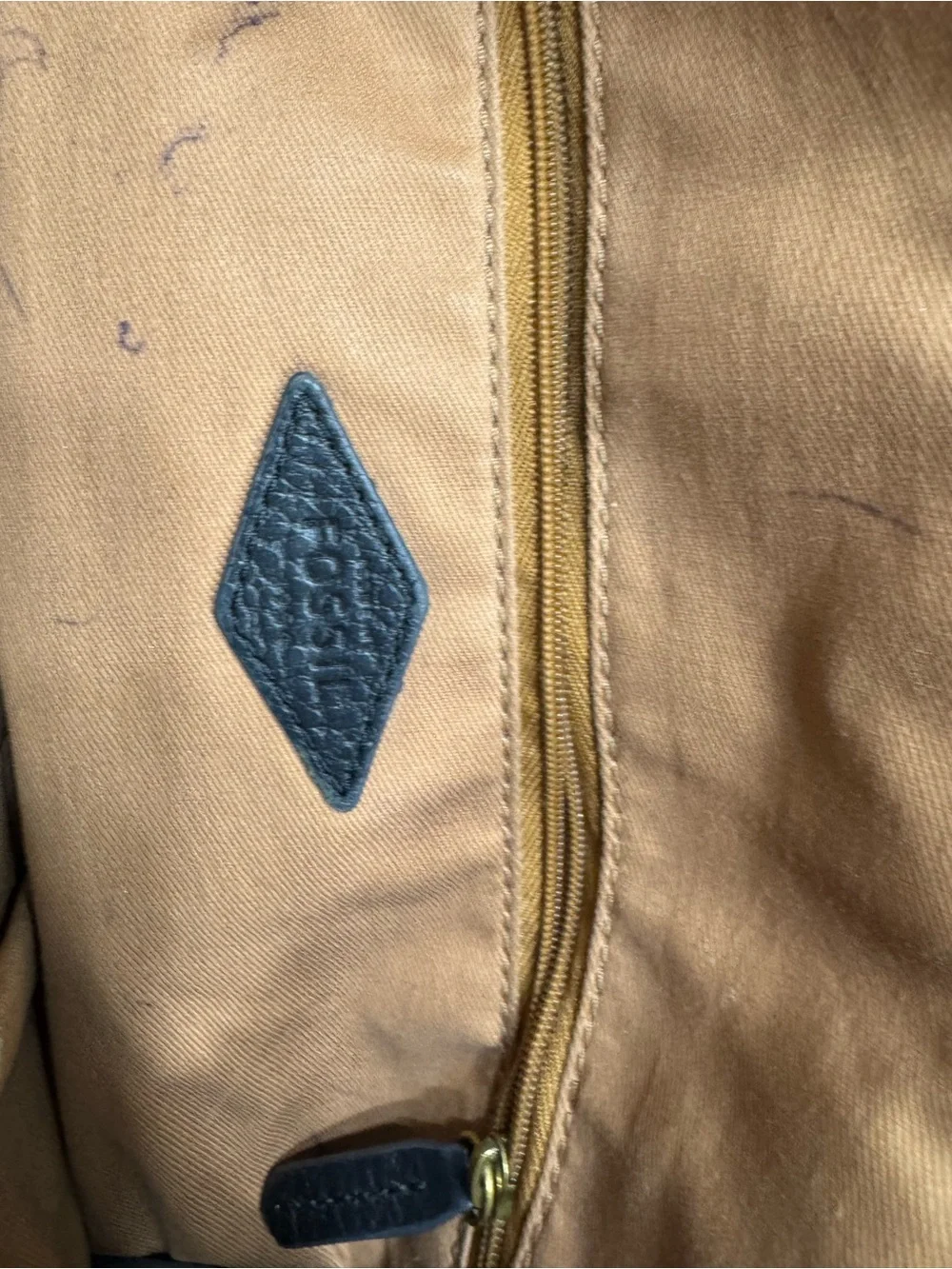 Fossil leather tote