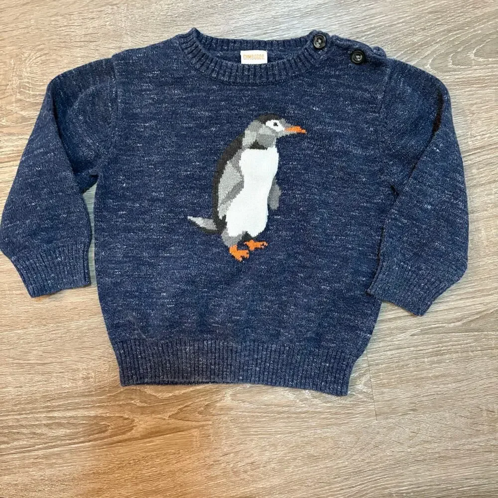 Gymboree Penguin Sweater 18–24M 🐧 Navy Cotton Knit​​