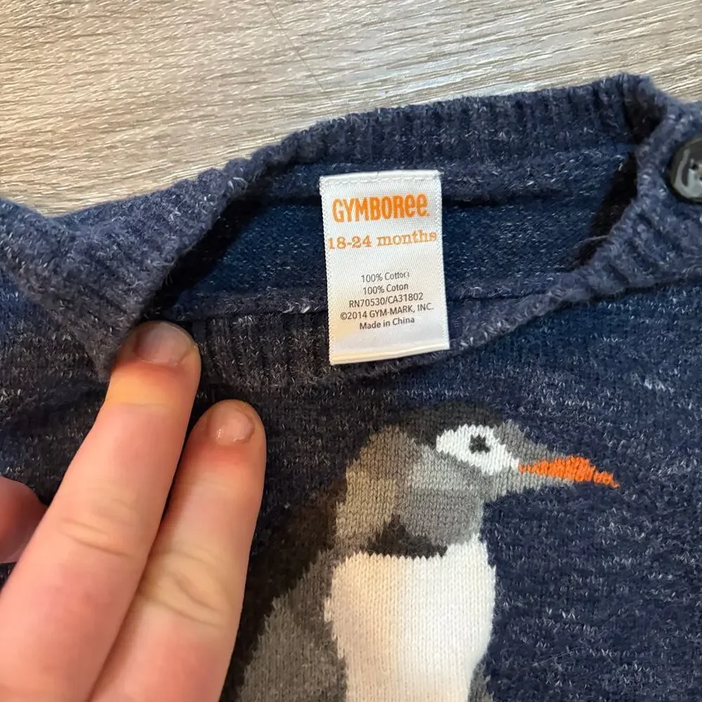 Gymboree Penguin Sweater 18–24M 🐧 Navy Cotton Knit​​
