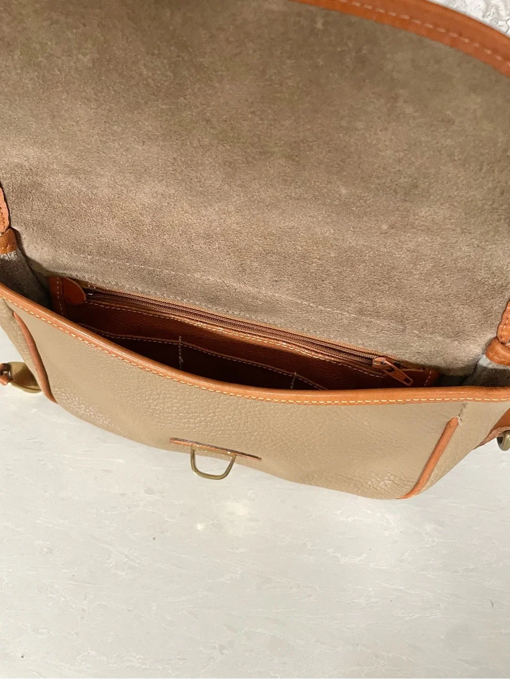 Dooney & Bourke - Vintage Taupe Crossbody with Tan Trim