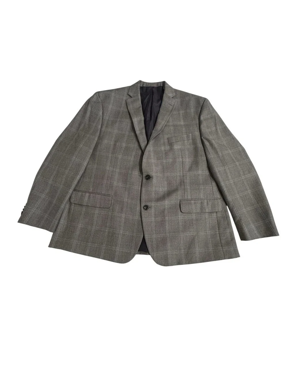 Michael Kors Sport Coat Mens 48R Blazer Jacket Gray Plaid Windowpane 2 Button