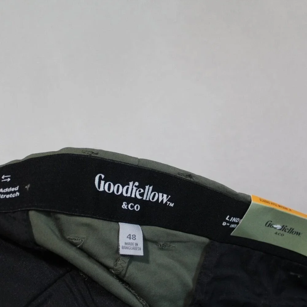 GoodFellow & CO Green Men Chino Pants Wrinkle Resist Stretch Linden Size 48