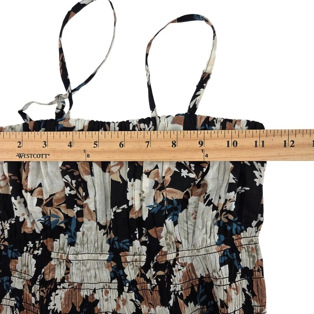 Abercrombie & Fitch Maxi Dress XS‎ Black White Floral Smocked Boho Cottagecore