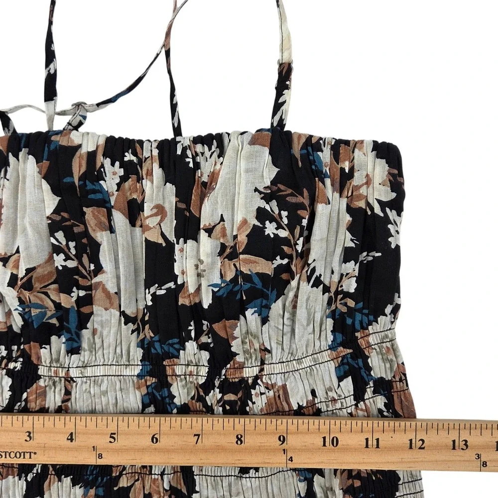 Abercrombie & Fitch Maxi Dress XS‎ Black White Floral Smocked Boho Cottagecore