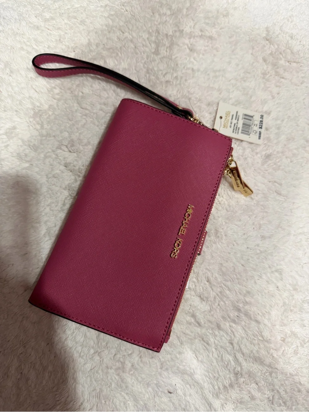 Michael Kors Fuchsia Saffiano Leather Wristlet
