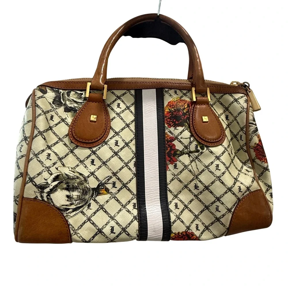 VTG Y2K L.A.M.B. Gwen Stefani Marigold Satchel Bowler Bag Monogram Rare