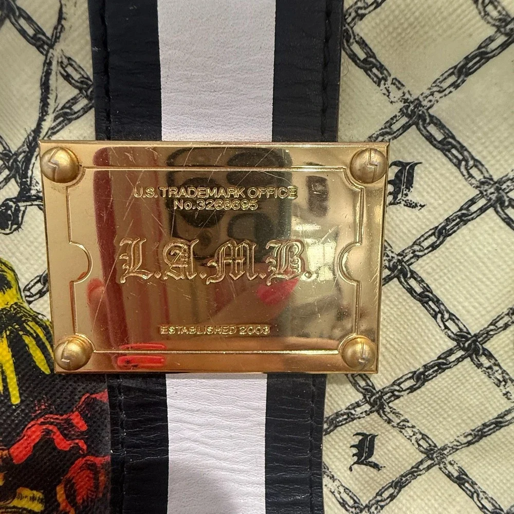 VTG Y2K L.A.M.B. Gwen Stefani Marigold Satchel Bowler Bag Monogram Rare
