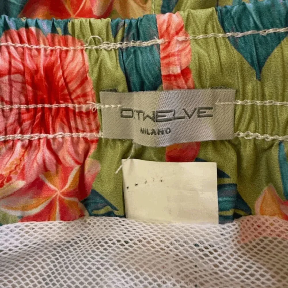 Detwelve Milano Mens Floral Elastic Waist Swim Shorts Multicolor Medium‎