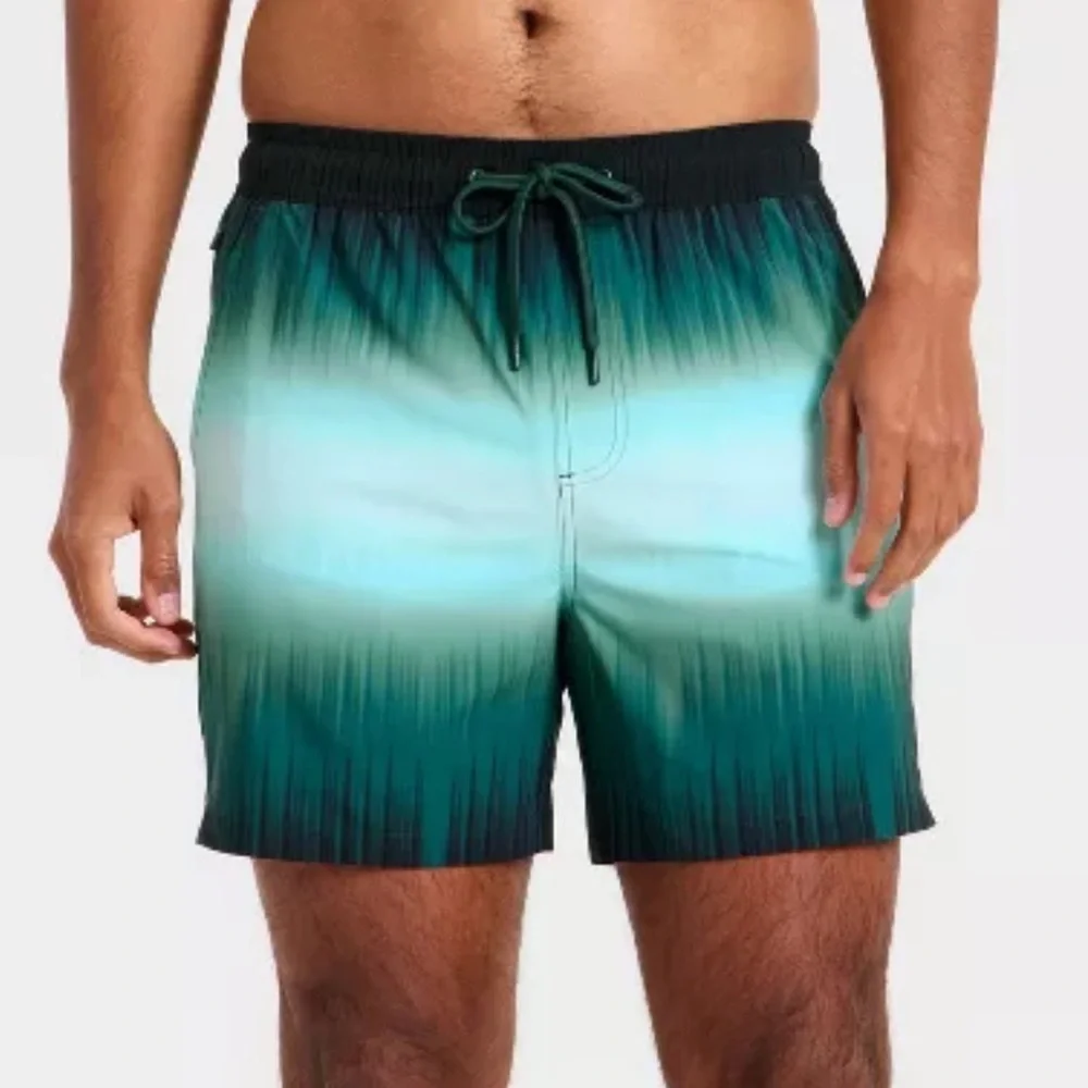 Men's Goodfellow & Co Teal Swim Trunks with Drawstring Waist Sz L NWT