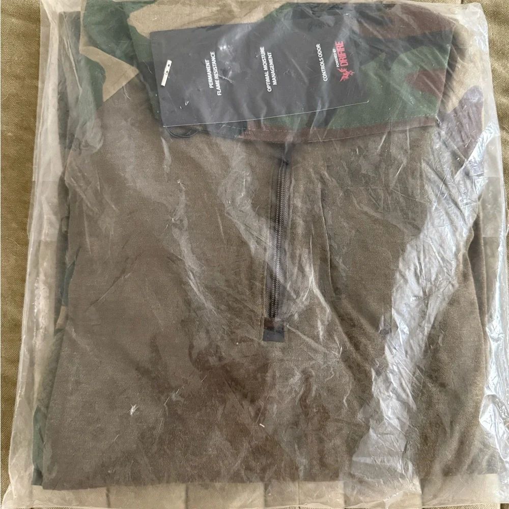 Drirfire Men's Woodland Camo Combat Shirt - Olive Green