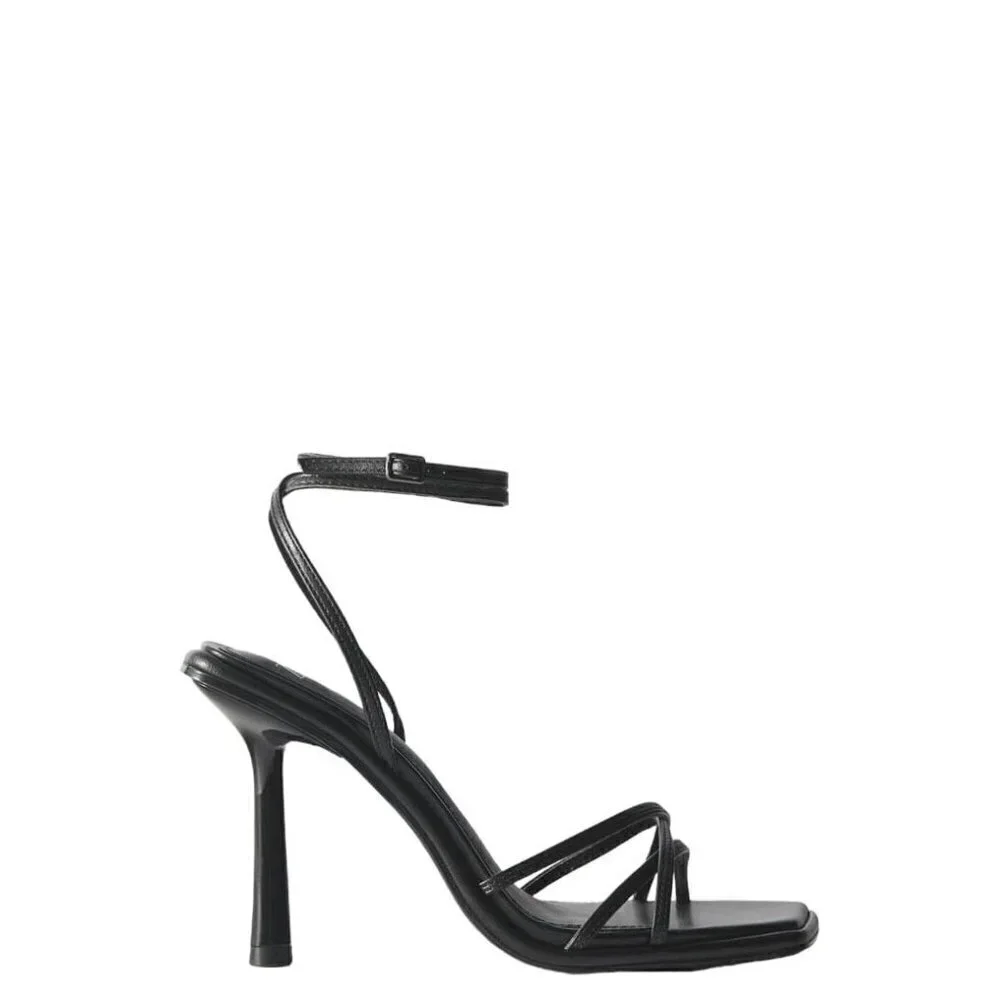 ZARA HIGH-HEEL STRAPPY SANDALS BLACK SIZE 10 3342/110