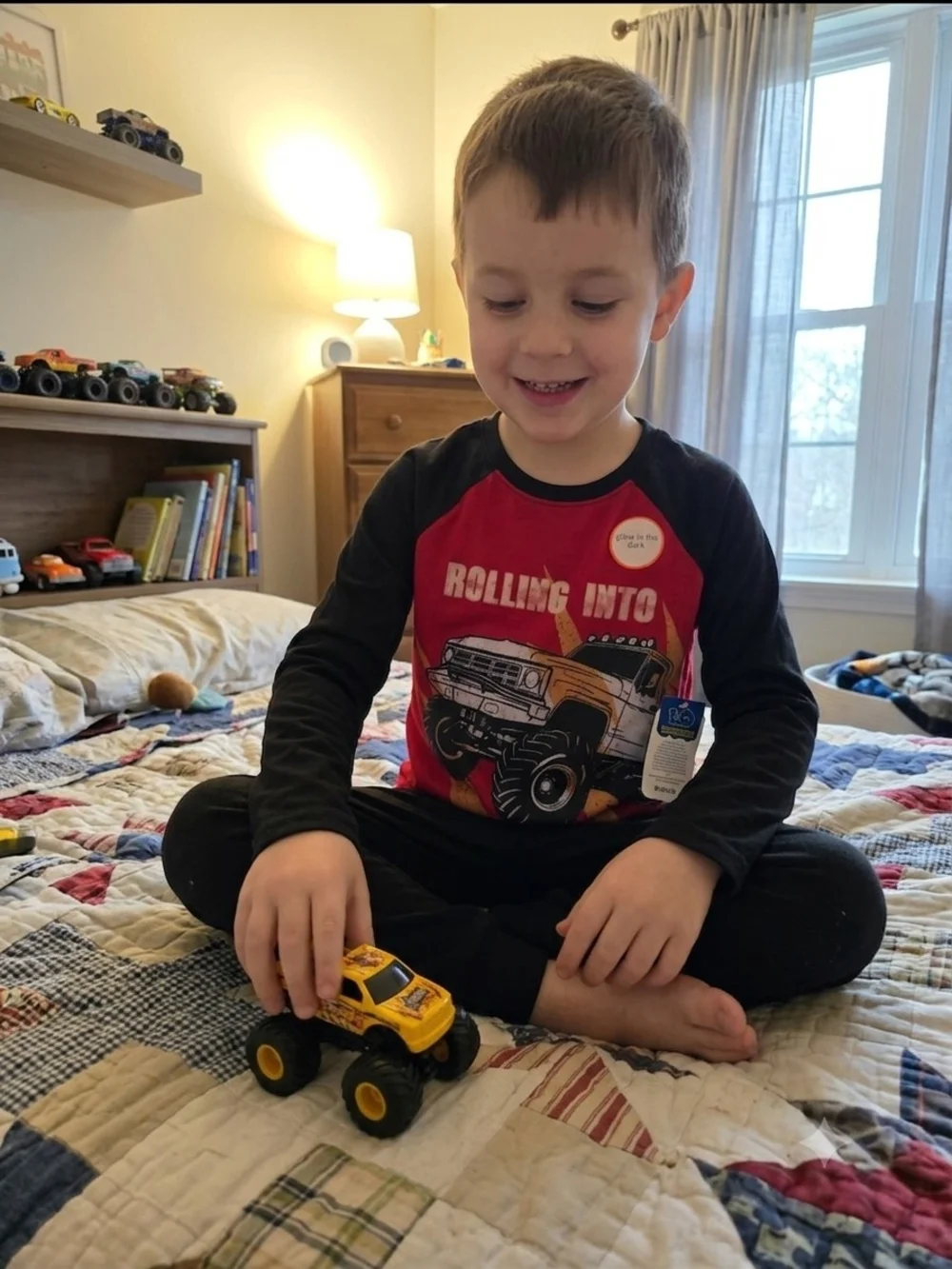 Wonder Nation Boys Rolling Into The Weekend Monster Truck Pajama Shirt Size L