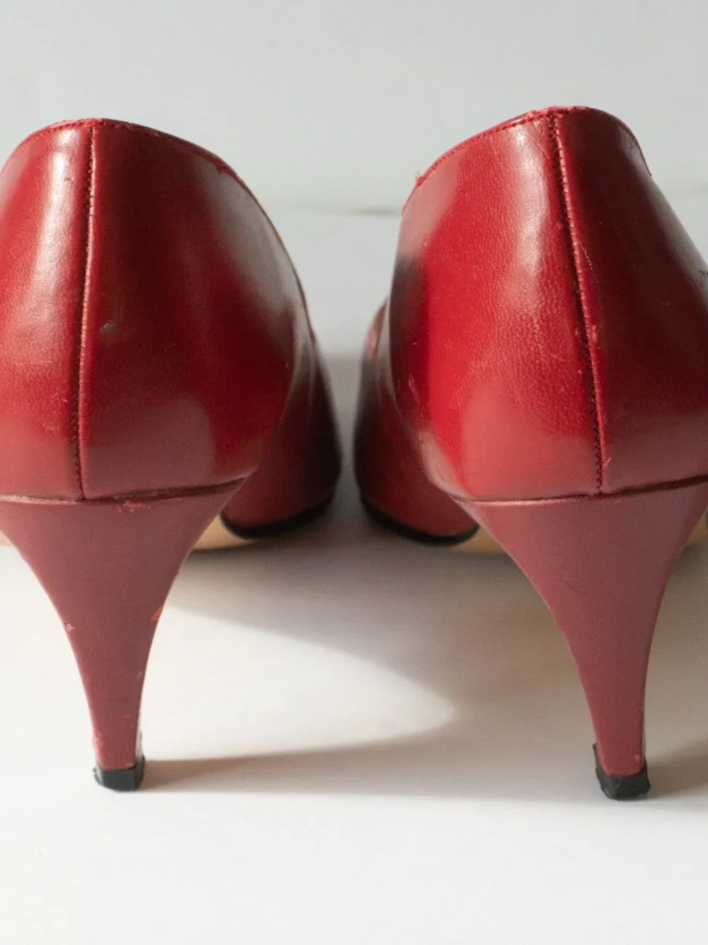 Vintage 80s LifeStride Red Leather Pumps Heels Size 7N Narrow 2.5
