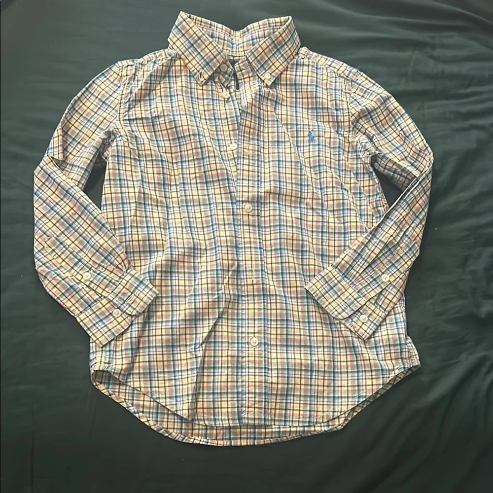 Ralph Lauren Blue and Orange Plaid Button Down Shirt