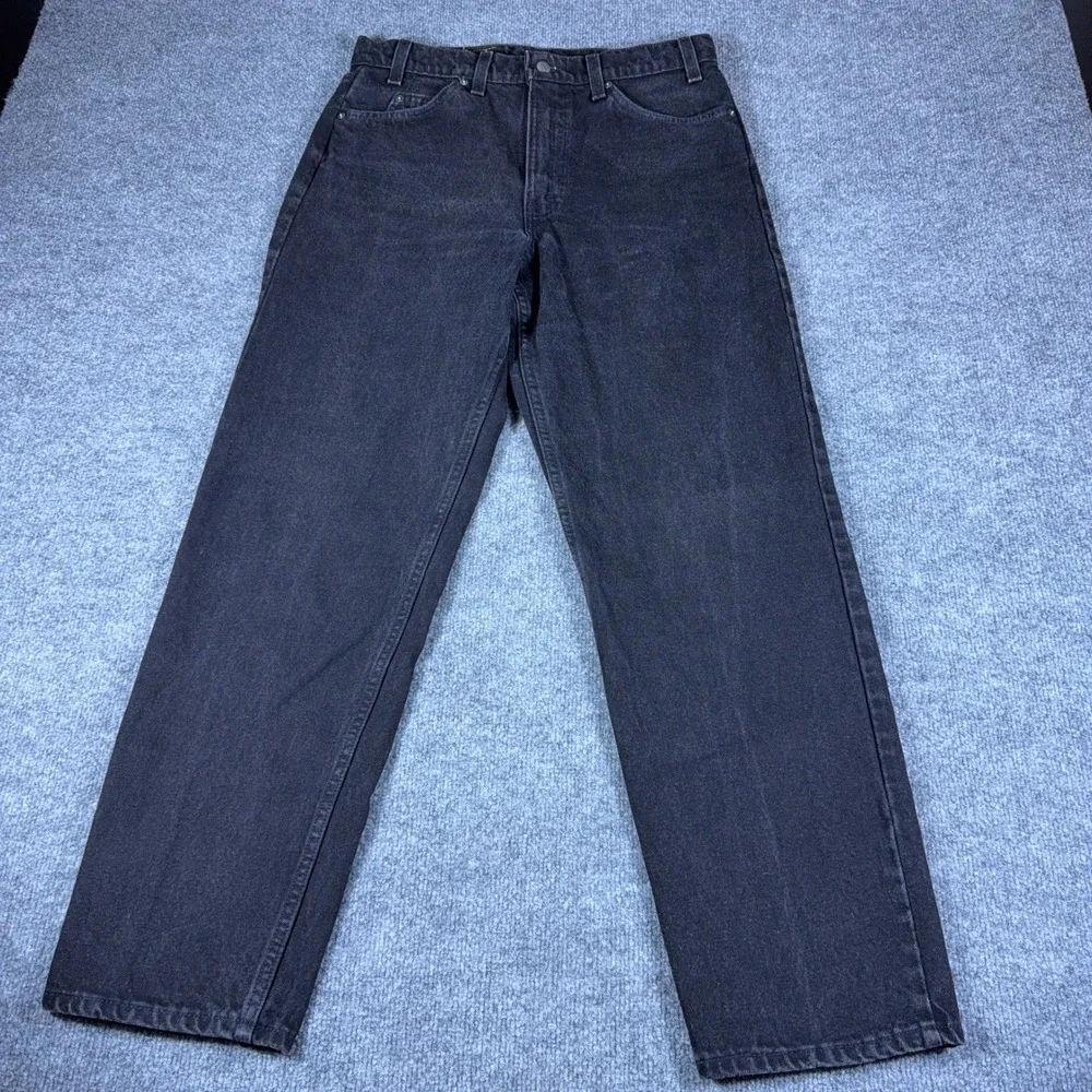 Vintage Levis 550 Orange Tab Mens 33x30 Black Relaxed Tapered Leg Jeans USA 90s