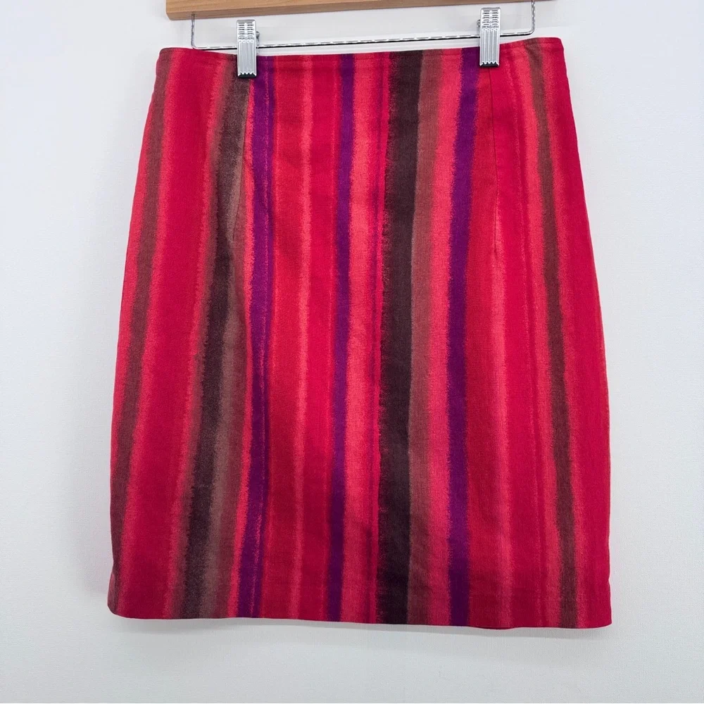 Vintage Paul et Duffier Striped Pencil Skirt Size 10 Intellectual Power Dressing