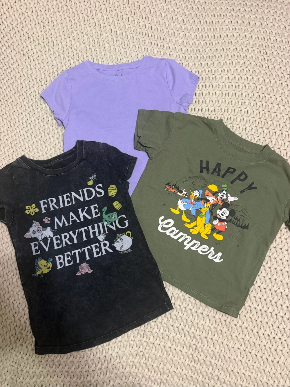 Kids Lilac, Olive & Black Graphic Tee Trio
