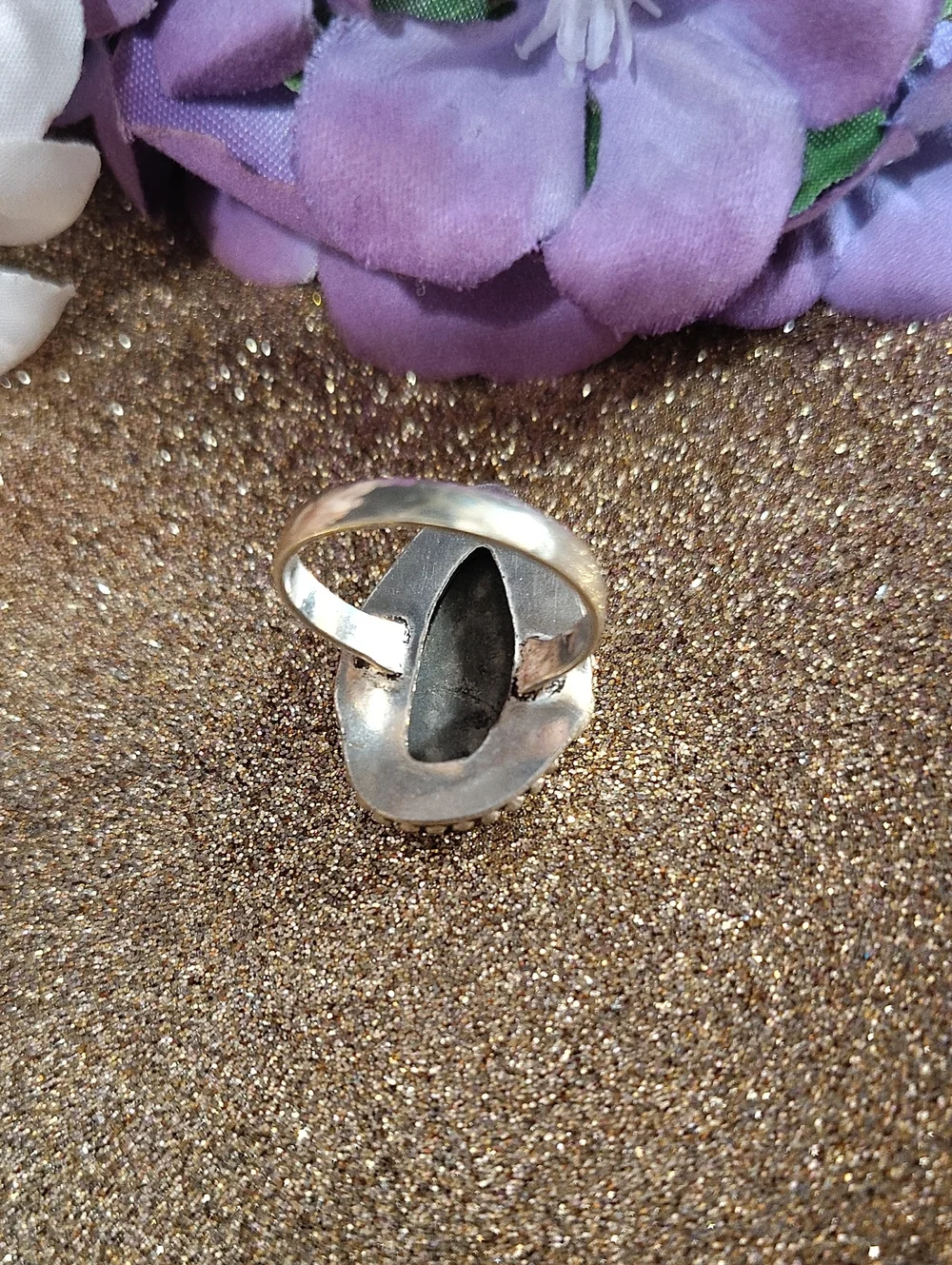 Pyrite Silver Plated Gemstone Ring - Size 7 1/2