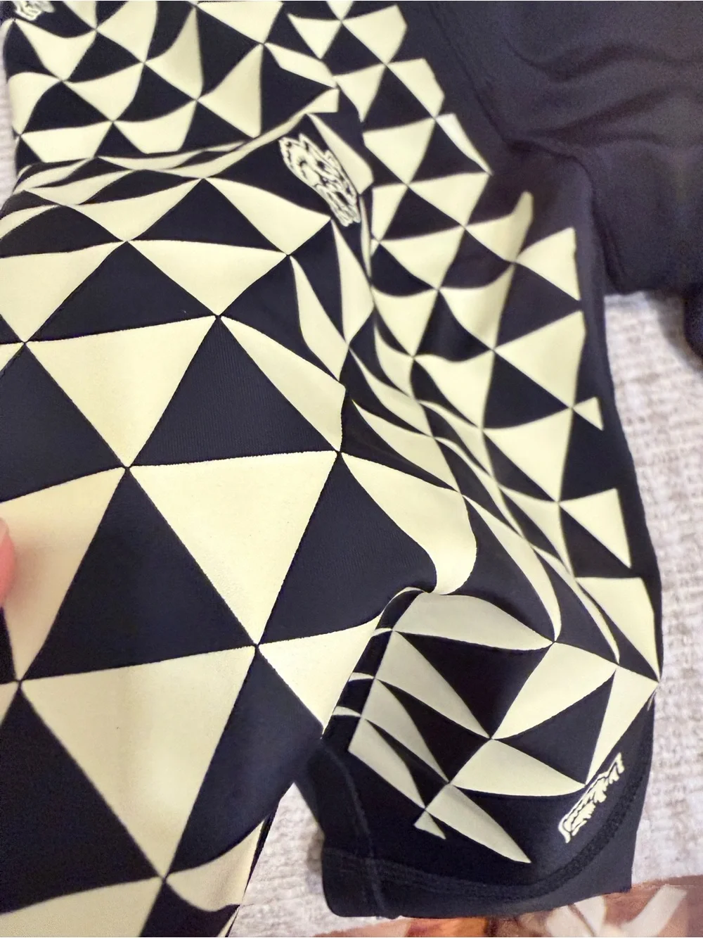 Darc Sport Men's Black Athletic Shorts with Cream Geometric Panel