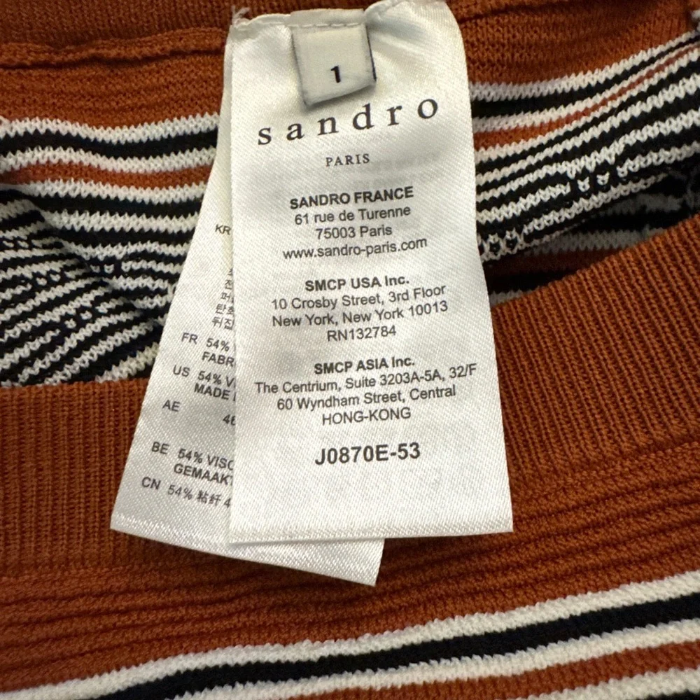 Sandro Paris Striped Ribbed Mini Skirt