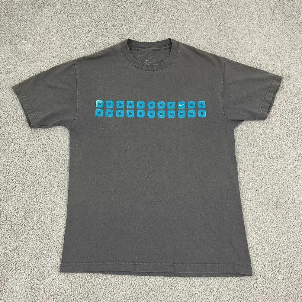 Y2K Nike Shirt Men‎ L Gray Stacked Dice Short Sleeve Tee
