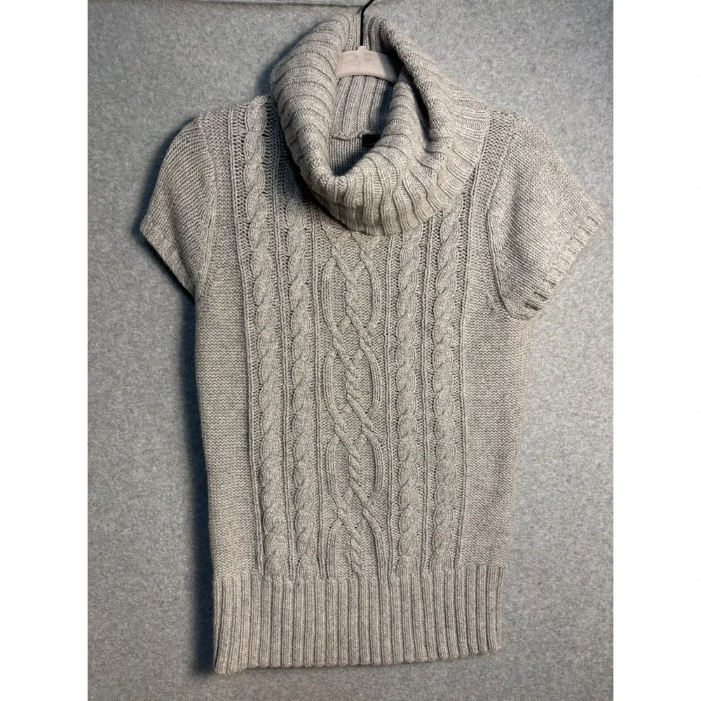 Willi Smith Cable Knit Turtleneck Sweater‎ Medium Angora Rabbit Hair Blend Gray
