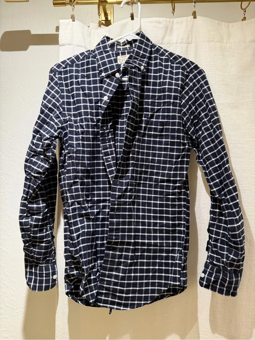 J Crew Navy/White Checkered Button Up (Men’s XS)