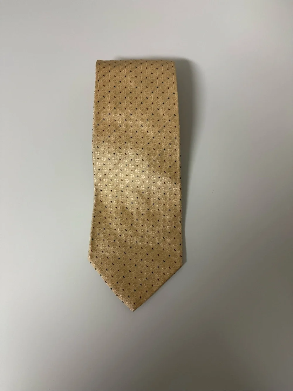 Altea Milano Expressly For Nordstrom Tie Silk Gold Beige Geometric Pattern Italy