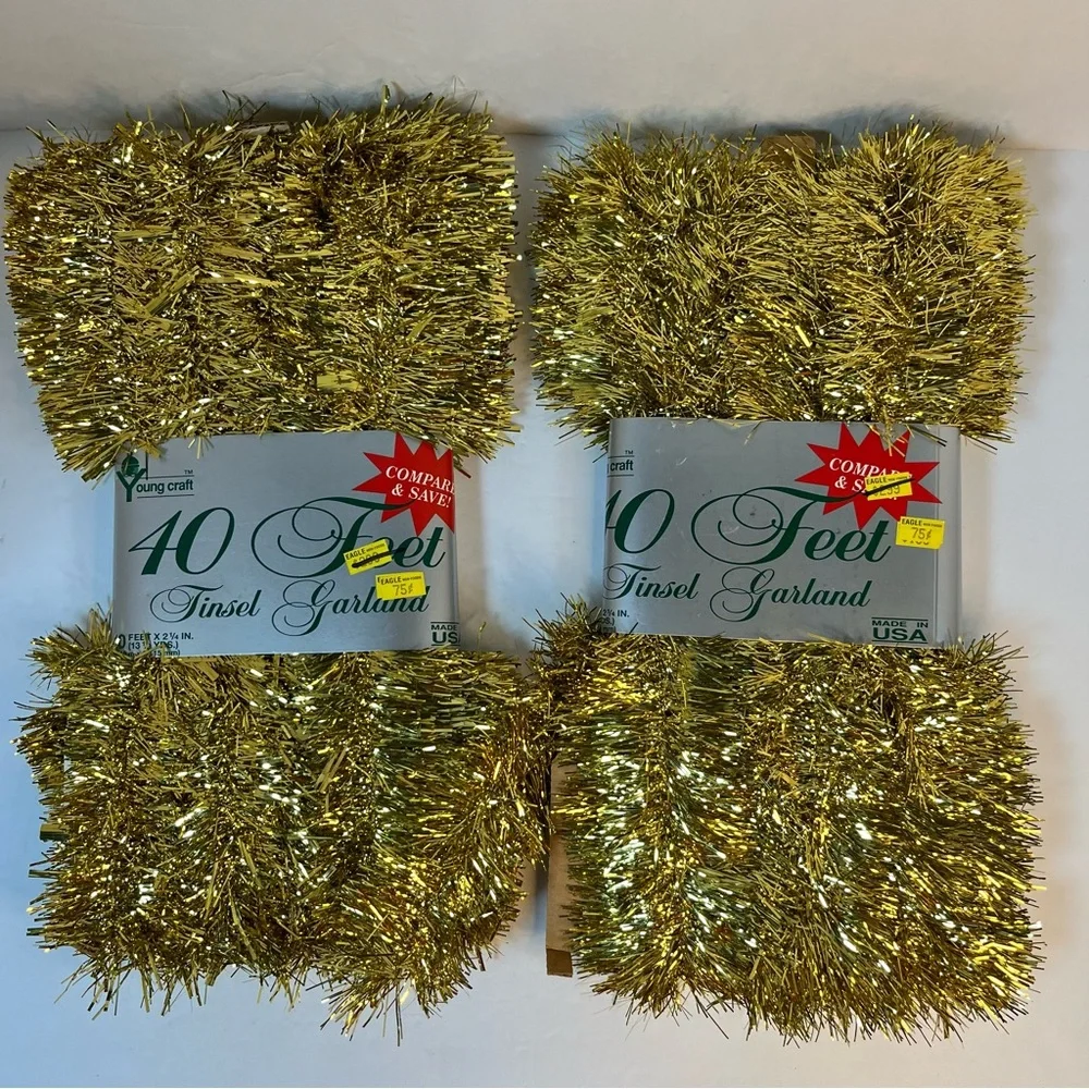 Gold Tinsel Garland‎ - 40 Feet