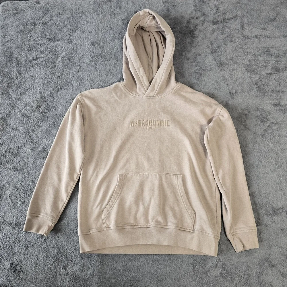 Abercrombie Kids Hoodie Youth 13/14 Beige Pullover Kangaroo Pocket‎