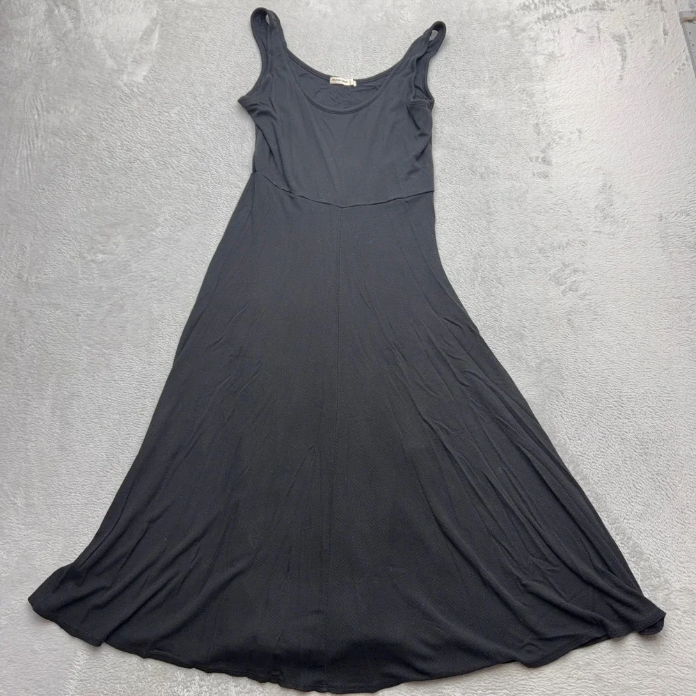 Marine Layer Dress Womens Small Black Ribbed Knit Scoop Neck Sleeveless Midi
