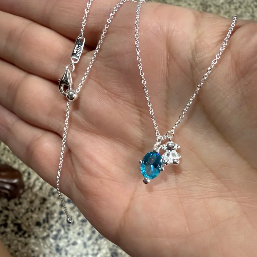 New! Necklace tous sterling silver 925 topaz